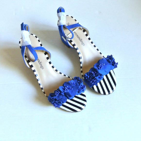 Soft Surroundings Flora Heels Blue Size 7.5 New - Picture 2 of 9